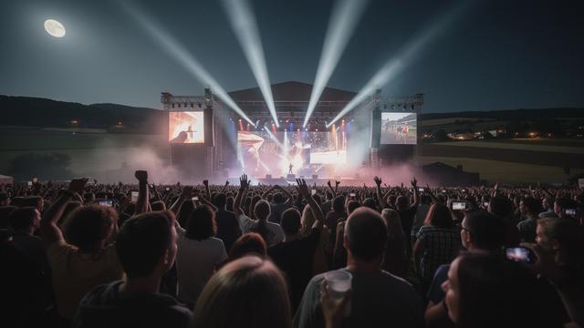 Night main stage at a German rock festival